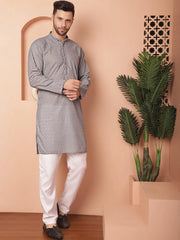 Chikankari Pure Cotton Kurta with Churidar-JOKP-561Grey