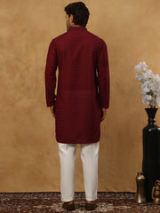 Men’s Ethnic Chikankari Kurta Pyjama ( JOKP P 561Maroon )