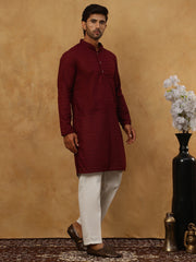 Men’s Ethnic Chikankari Kurta Pyjama ( JOKP P 561Maroon )