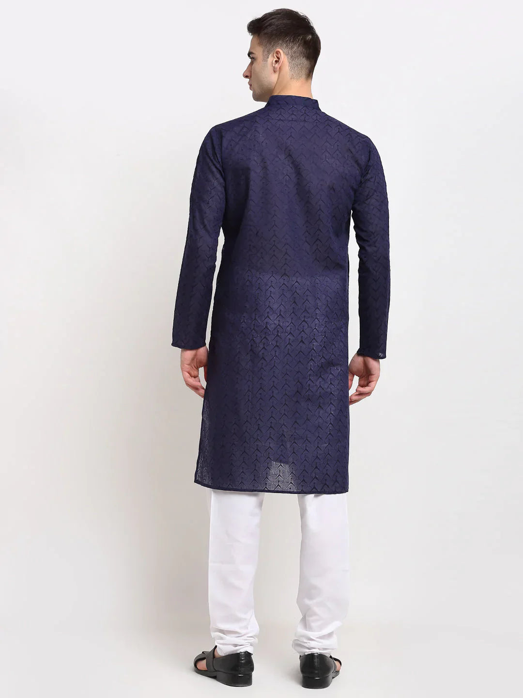 Navy Chikankari Cotton Kurta with Churidar | Kurta Pajama Set