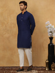 Men’s Ethnic Chikankari Kurta Pyjama ( JOKP P 561Navy )