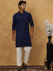 Men’s Ethnic Chikankari Kurta Pyjama ( JOKP P 561Navy )