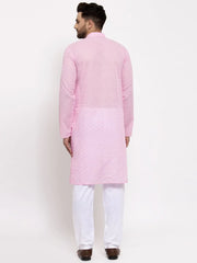 Men Pink Chikan Kurta Only ( KO 561 Pink )-KO-561