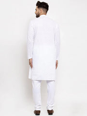 Men White Chikan Kurta Only ( KO 561 White )-KO-561