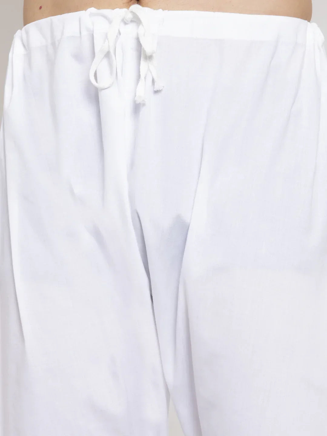 White Embroidered Cotton Kurta Pajama Set - Mens Kurta Pajama