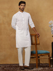 Men’s Ethnic Chikankari Kurta Pyjama ( JOKP P 561White )