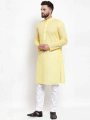 Men Yellow Chikan Kurta Only ( KO 561 Yellow )-KO-561