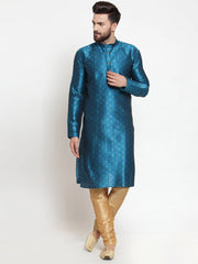 Men's Self Design Kurta with Pyjamas ( JOKP 563Sky )-JOKP-563