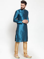 Men's Self Design Kurta with Pyjamas ( JOKP 563Sky )-JOKP-563