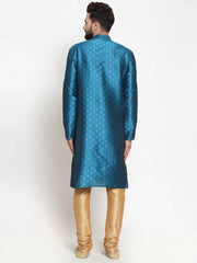 Men's Self Design Kurta with Pyjamas ( JOKP 563Sky )-JOKP-563