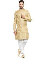 Men Golden Self Design Kurta Only ( KO 568 Golden )-KO-568