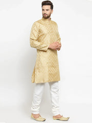 Men Golden Self Design Kurta Only ( KO 568 Golden )-KO-568