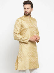 Men Golden Self Design Kurta Only ( KO 568 Golden )-KO-568