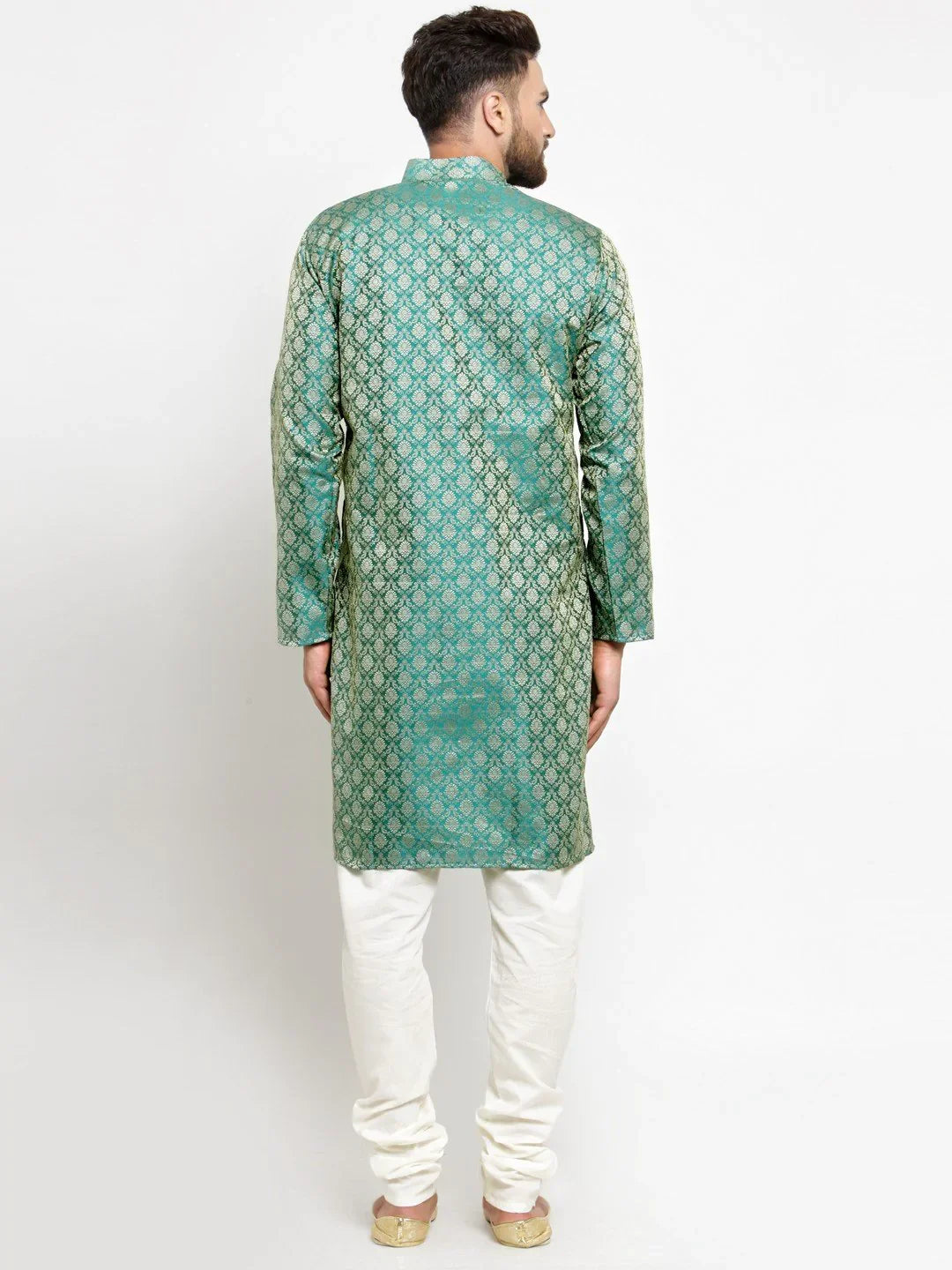 Green & Beige Cotton Kurta Pajama Set - Mens Kurta Pajama