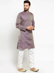 Men Purple & Beige Self Design Kurta Only ( KO 568 Purple )-KO-568