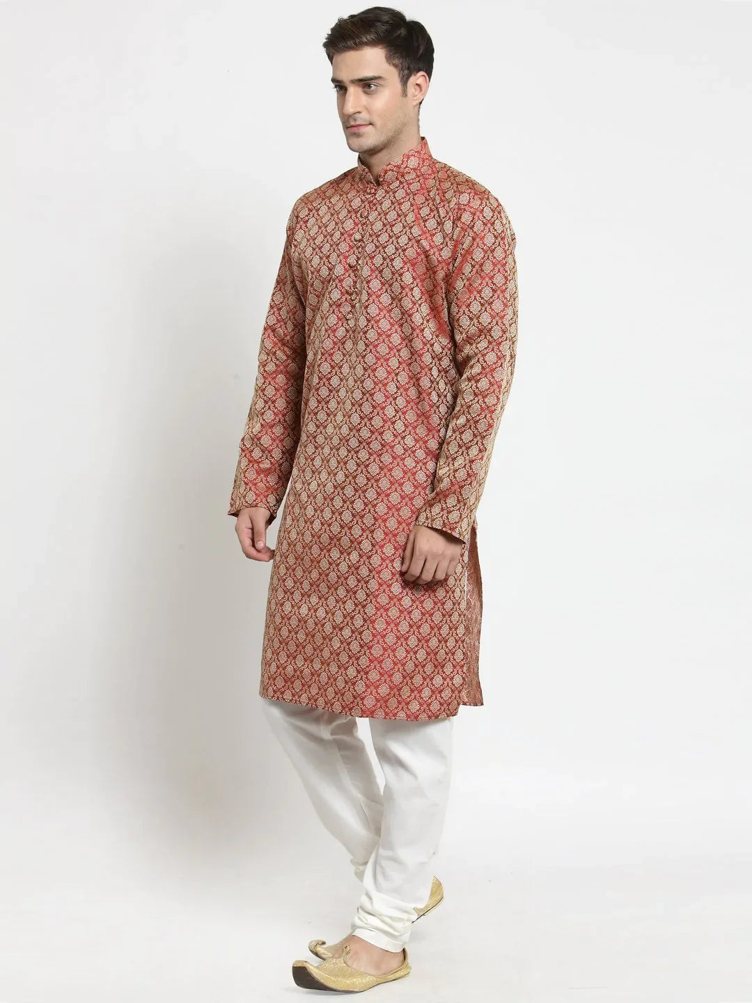 Red Mens Kurta - Indian Kurta for Men for Wedding Events