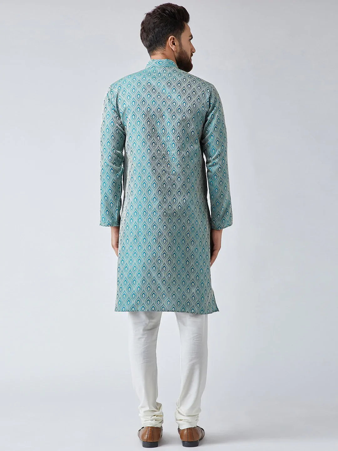 Green & Off-White Mens Kurta | Cotton Indian Kurta for Men