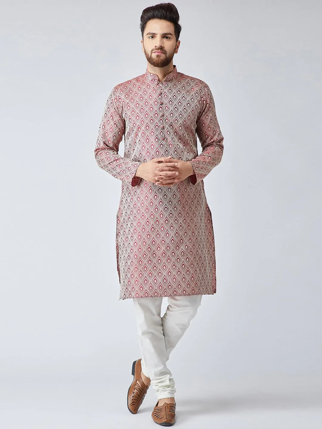 Maroon Cotton Kurta Pajama Set - Mens Kurta Pajama Collection