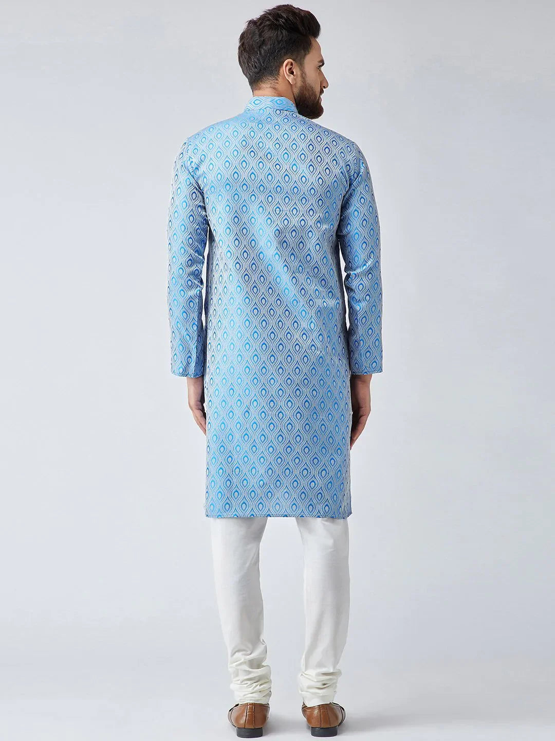 Sky Blue Cotton Mens Kurta | Indian Kurta for Men - New Arrival