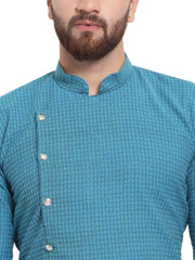 Men Green Self Design Kurta with Pajama ( JOKP 572 Green )-JOKP-572