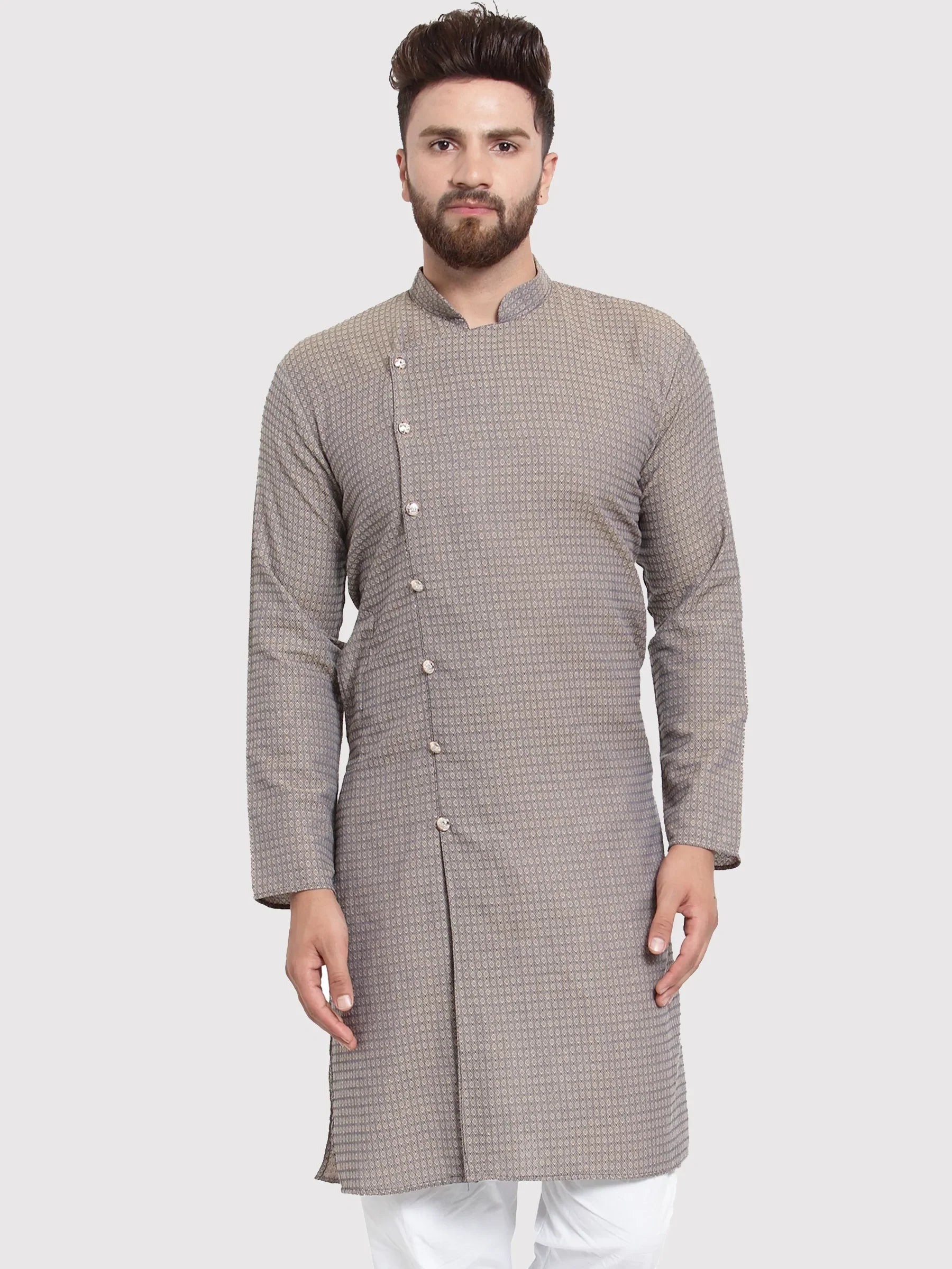 Trendy Grey Cotton Mens Kurta - Indian Kurta for Men | Ethnic Wear