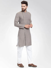 Men Grey Self Design Kurta Only ( KO 572 Grey )-KO-572