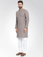 Men Grey Self Design Kurta Only ( KO 572 Grey )-KO-572
