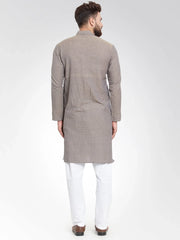 Men Grey Self Design Kurta Only ( KO 572 Grey )-KO-572