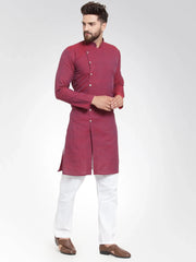 Men Maroon Self Design Kurta Only ( KO 572 Maroon )-KO-572