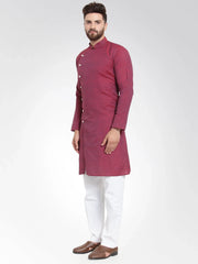 Men Maroon Self Design Kurta Only ( KO 572 Maroon )-KO-572