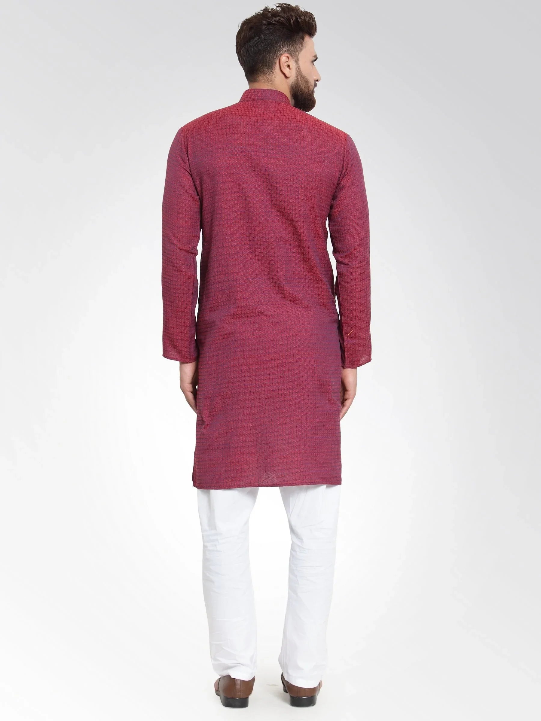Maroon Cotton Mens Kurta - Indian Kurta for Men, Mens Kurta