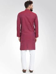 Men Maroon Self Design Kurta Only ( KO 572 Maroon )-KO-572