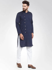 Men Navy Self Design Kurta Only ( KO 572 Navy )-KO-572