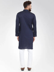 Men Navy Self Design Kurta Only ( KO 572 Navy )-KO-572