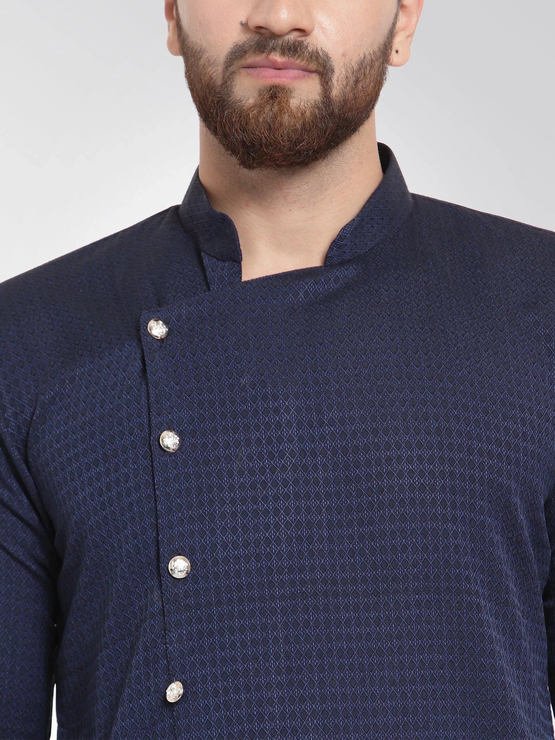 Navy Cotton Mens Kurta Pajama Set | Elegant Ethnic Wear