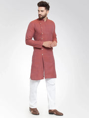 Men Red Self Design Kurta Only ( KO 572 Red )-KO-572