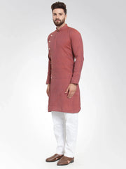 Men Red Self Design Kurta Only ( KO 572 Red )-KO-572