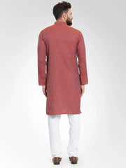 Men Red Self Design Kurta Only ( KO 572 Red )-KO-572