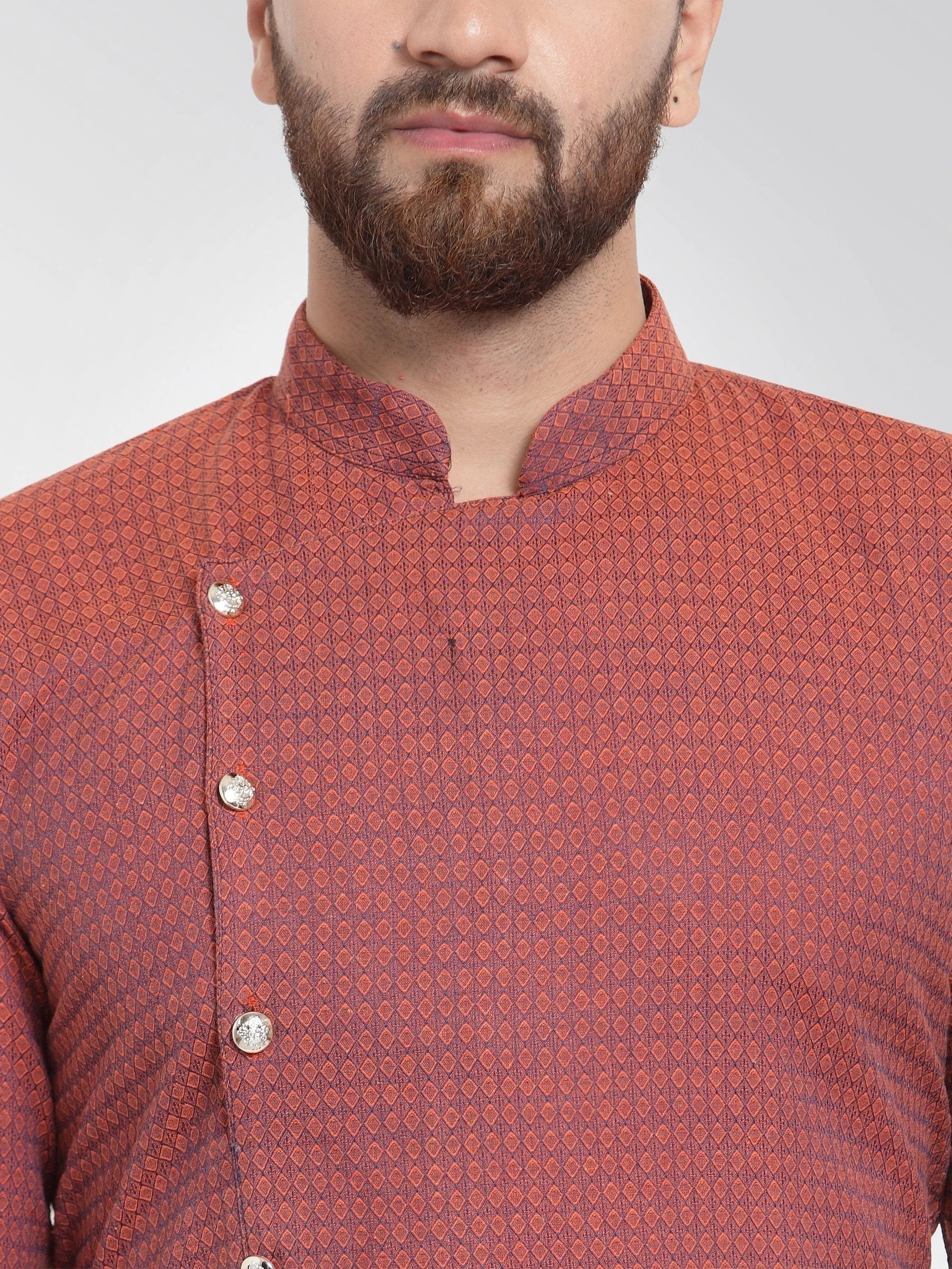 Red Cotton Mens Kurta Pajama Set | Stylish Ethnic Wear Online