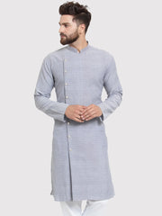 Men Steel Blue Self Design Kurta Only ( KO 572 Steel-Blue )-KO-572