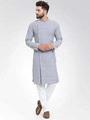 Men Steel Blue Self Design Kurta Only ( KO 572 Steel-Blue )-KO-572