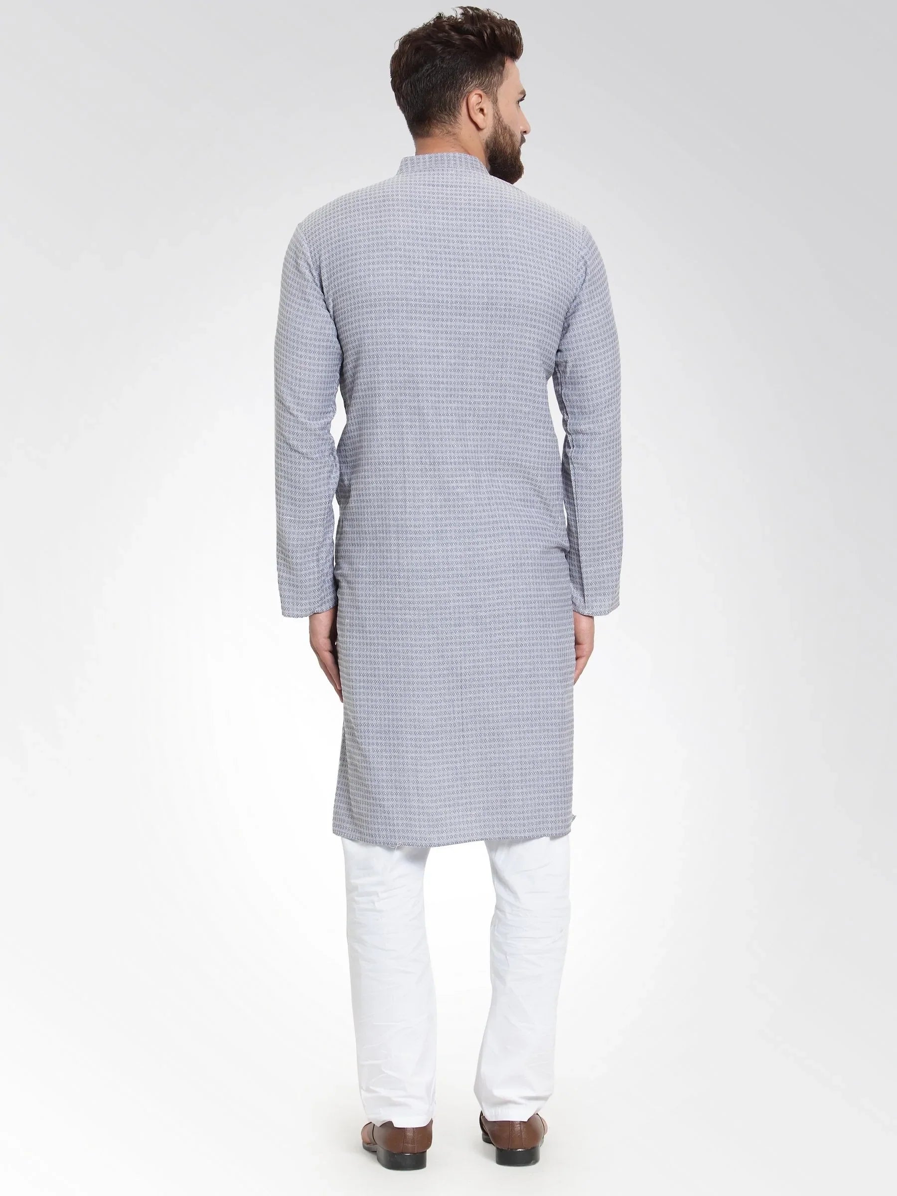Steel Blue Mens Kurta Pajama Set | Cotton Kurta Pajama