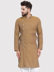 Men Yellow Self Design Kurta Only ( KO 572 Yellow )-KO-572