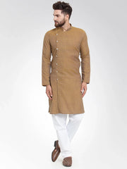 Men Yellow Self Design Kurta Only ( KO 572 Yellow )-KO-572