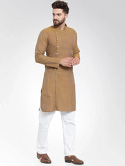 Men Yellow Self Design Kurta Only ( KO 572 Yellow )-KO-572