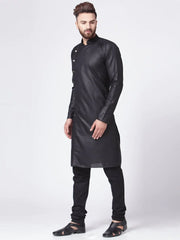 Men Black Solid Kurta with Churidar ( JOKP 576 Black )-JOKP-576