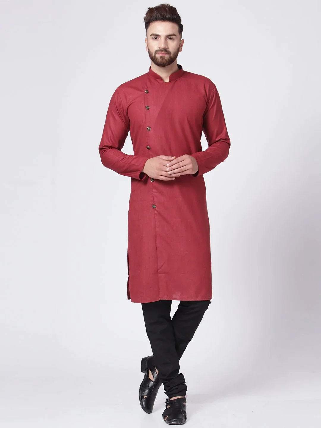 Maroon Solid Mens Kurta | Stylish Indian Kurta for Men Online