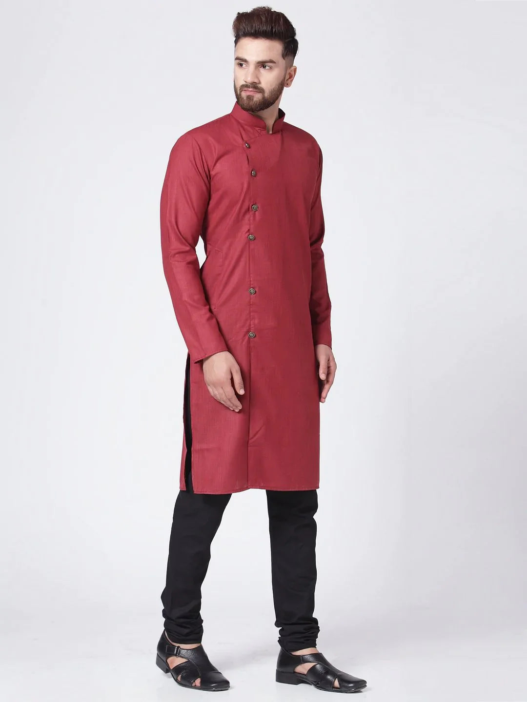Maroon Solid Mens Kurta | Stylish Indian Kurta for Men Online