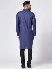 Men Navy-Blue Solid Kurta with Churidar ( JOKP 576 Navy )-JOKP-576