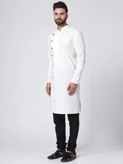Men White Solid Kurta with Churidar ( JOKP 576 White )-JOKP-576